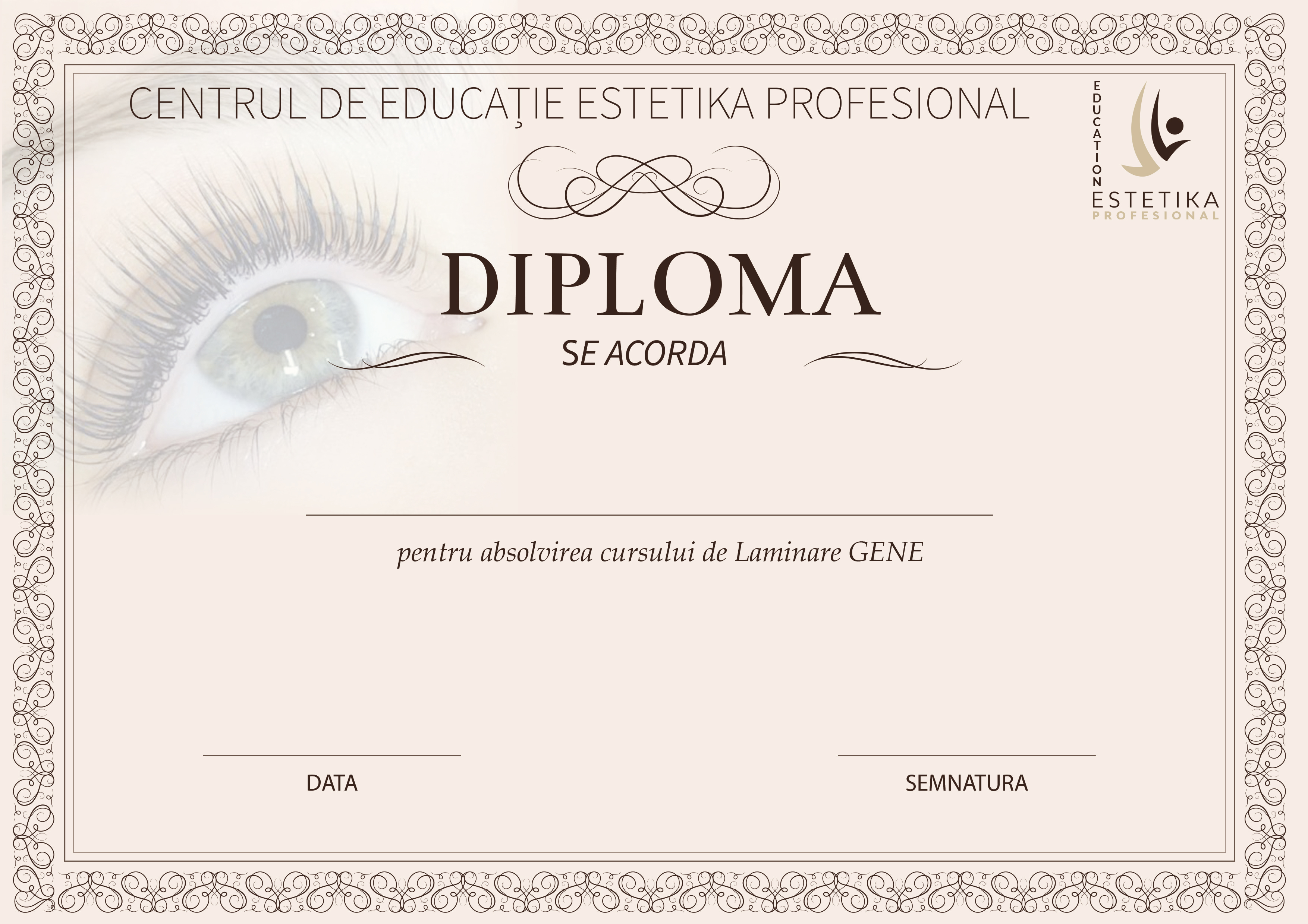 Diploma Curs Laminare Gene si Sprancene  Timisoara